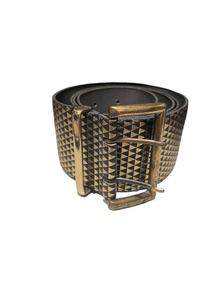 Gürtel, Leder, gold-schwarz gemustert, 95cm