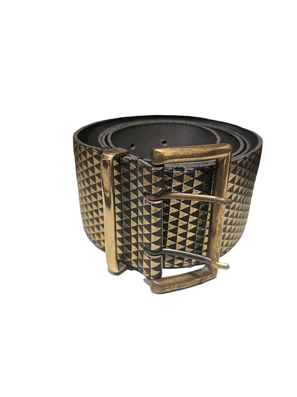 Gürtel, Leder, gold-schwarz gemustert, 95cm