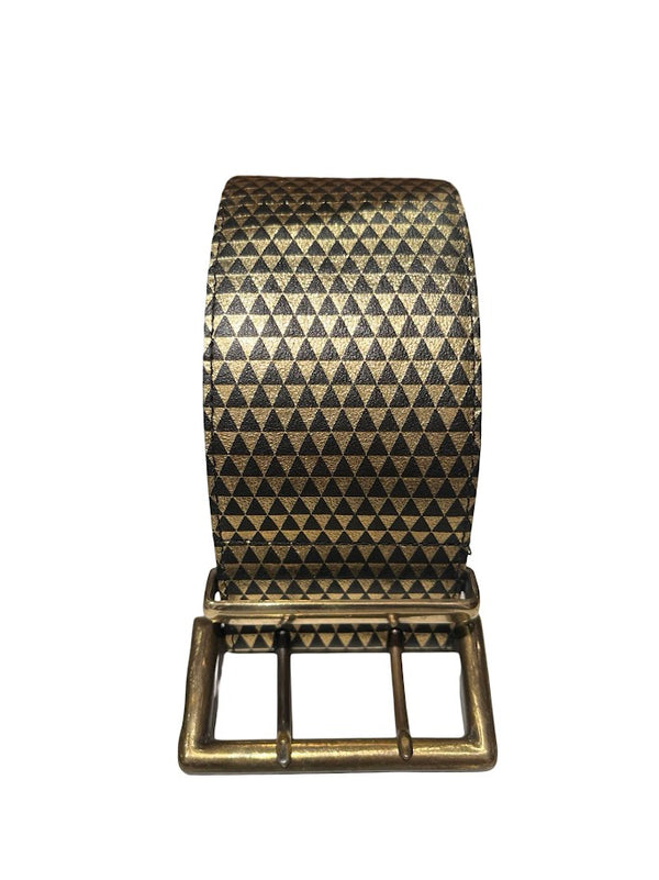 Gürtel, Leder, gold-schwarz gemustert, 95cm