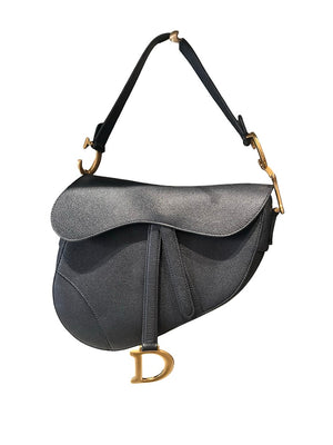 Dior, Saddle bag, schwarzes Leder/goldene Hardware